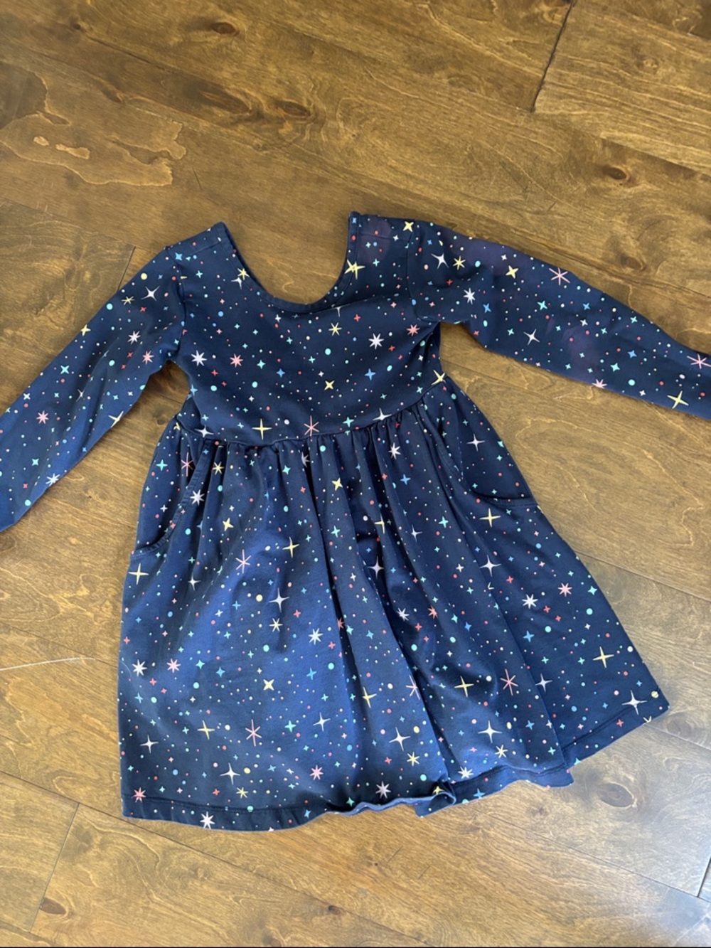 Hanna Andersson Navy Star Confetti Neckline Dress
